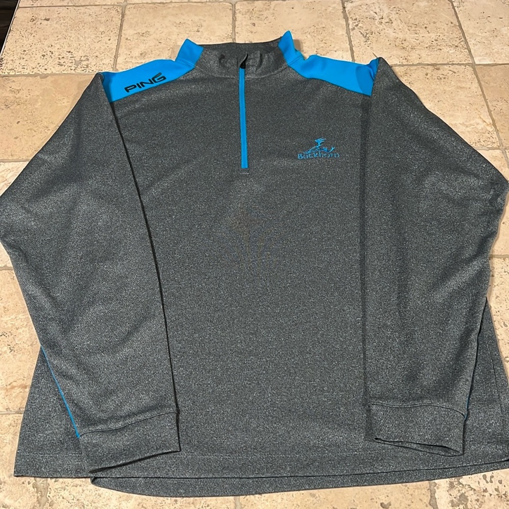 PING Pullover 1/4 Zip Golf Shirt Mens L Sensorcool Gray/Aqua Zip